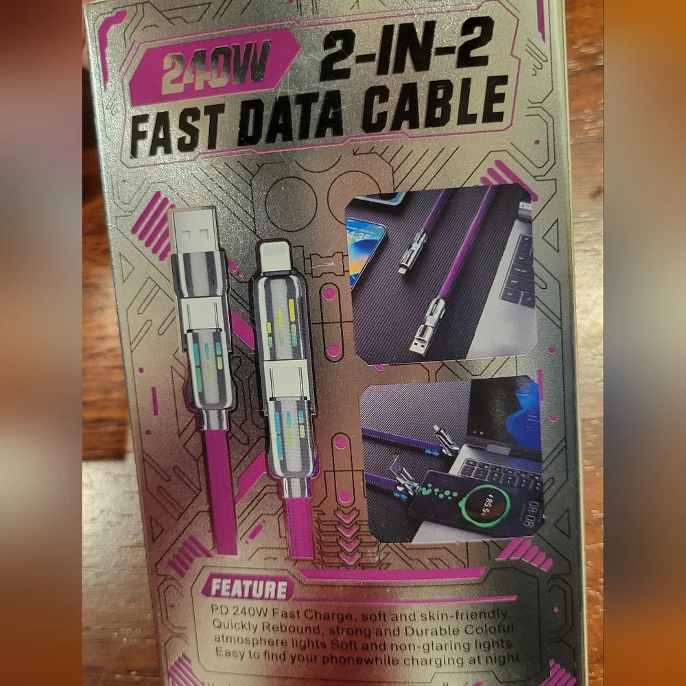 240 W 2-in-2 Fast Data Cable